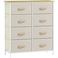 Commode 8 tiroirs en tissu, meuble de rangement avec 4 poches, 2 crochets, structure en acier, 86 x 30 x 94,5 cm, beige-0