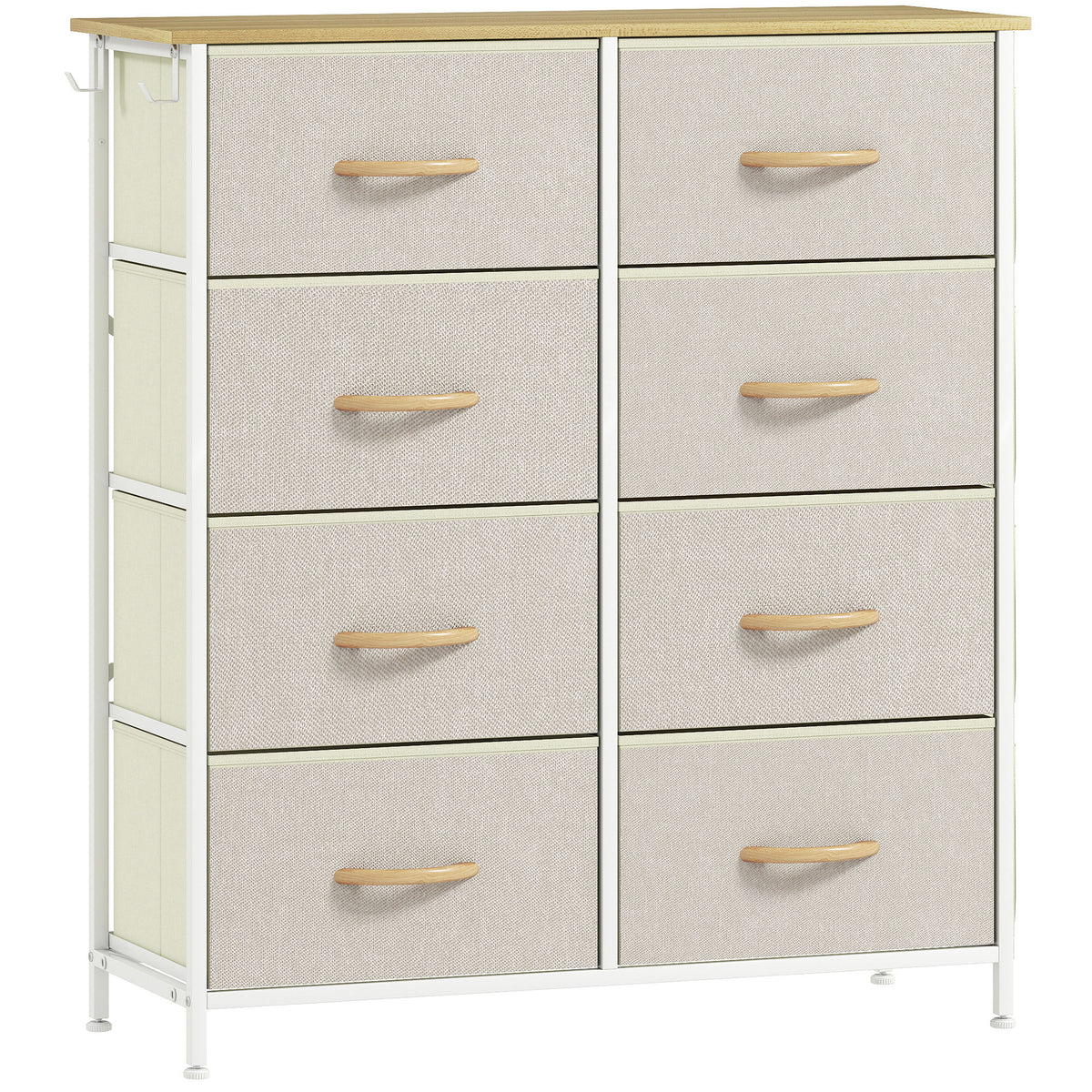 Commode 8 tiroirs en tissu, meuble de rangement avec 4 poches, 2 crochets, structure en acier, 86 x 30 x 94,5 cm, beige-0
