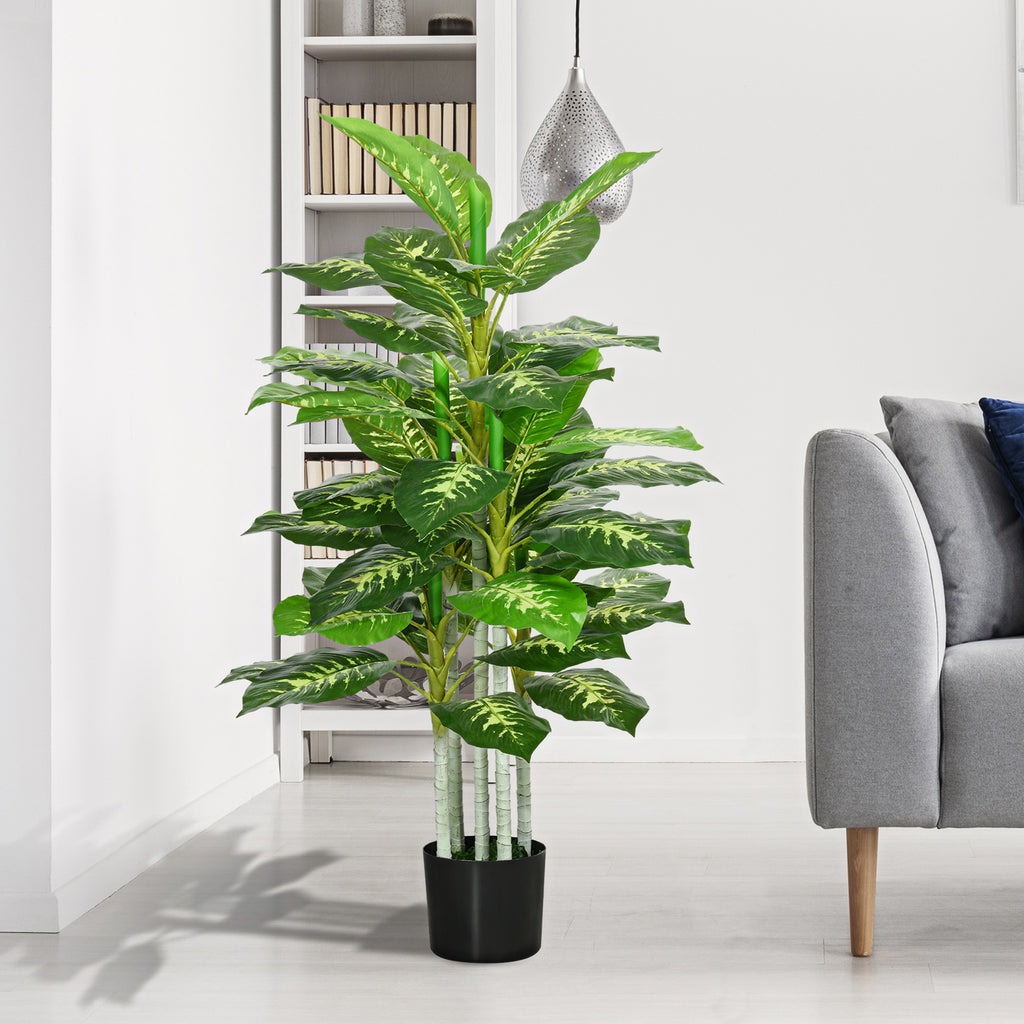 Plante artificielle calathea hauteur 120 cm pot ciment 53 feuilles - intérieur-9