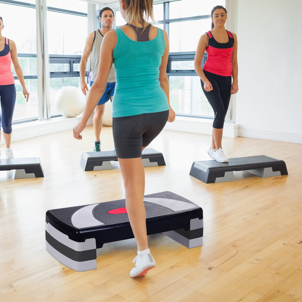 Step fitness aerobic stepper hauteur reglable surface antiderapante 78x29x20 cm-1