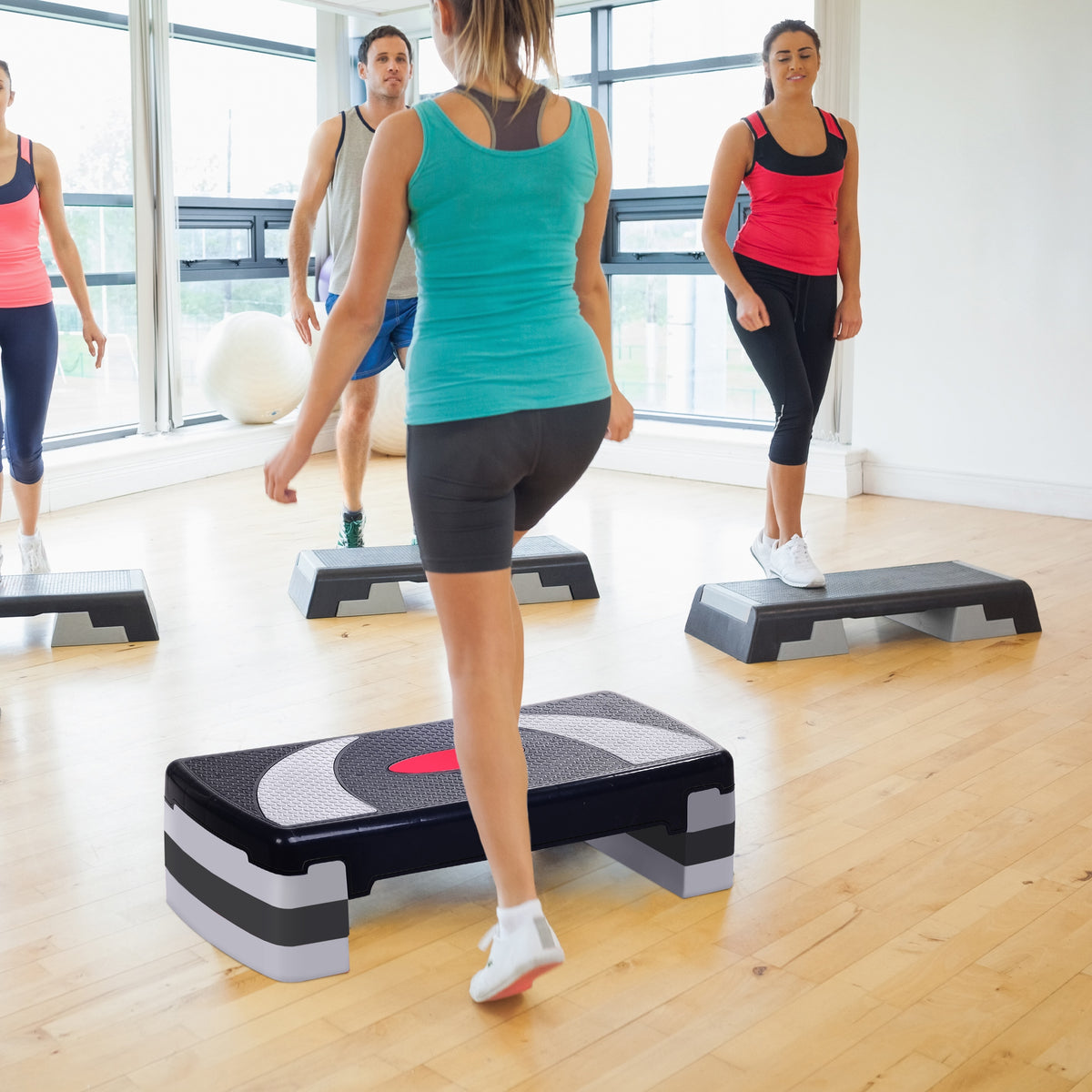 Step fitness aerobic stepper hauteur reglable surface antiderapante 78x29x20 cm-1
