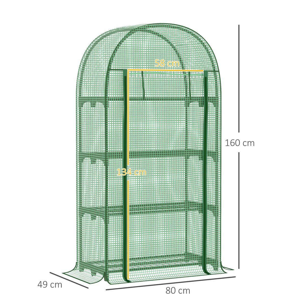 Serre de jardin serre de balcon résistante aux UV porte enroulable 4 étagères couverture en PE 80 x 49 x 160 cm vert-2