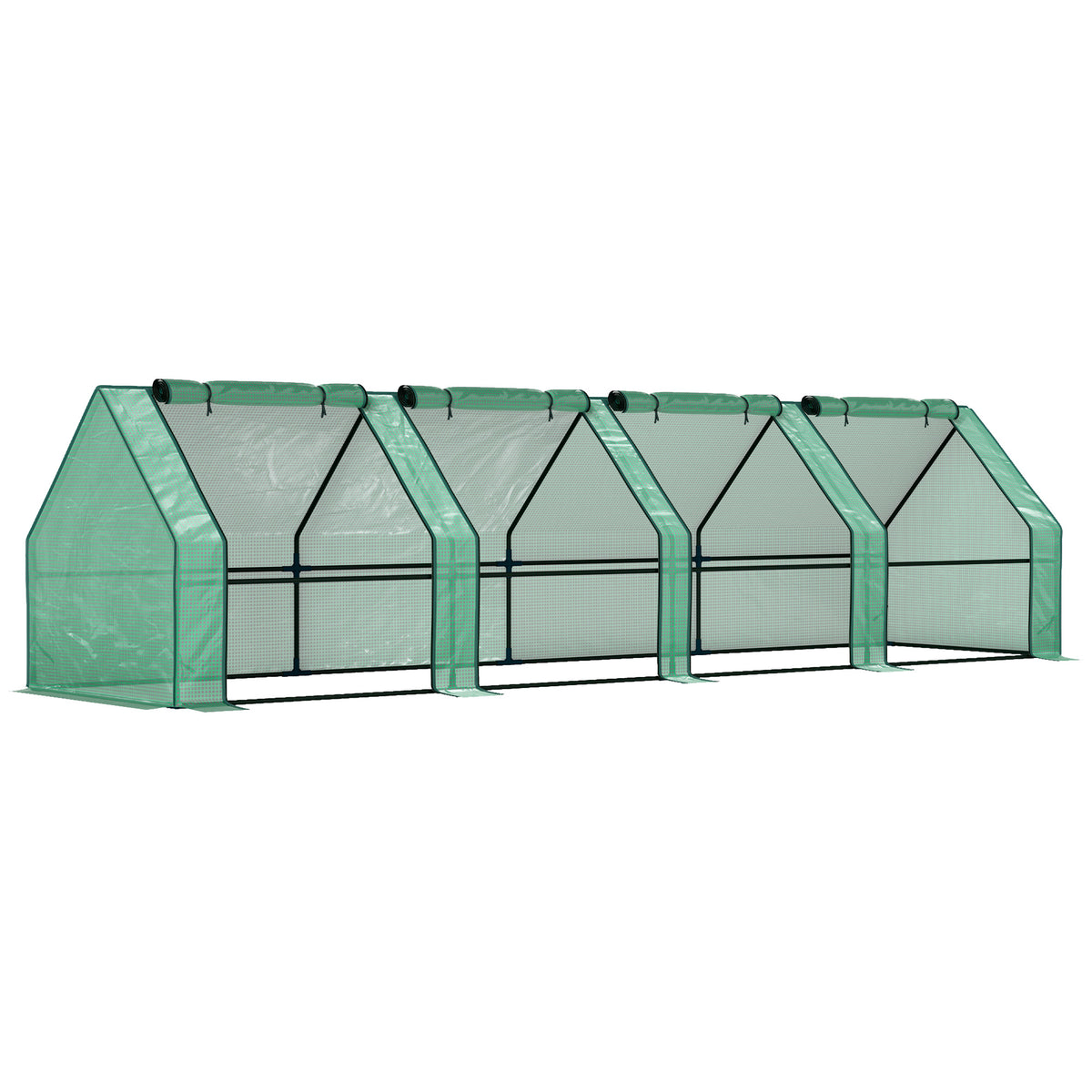 Mini Serre de Jardin mini serre tunnel 4 fenêtres avec Zip enroulables Acier PE 140 g/m² Anti-UV 360x90x90cm Vert-0