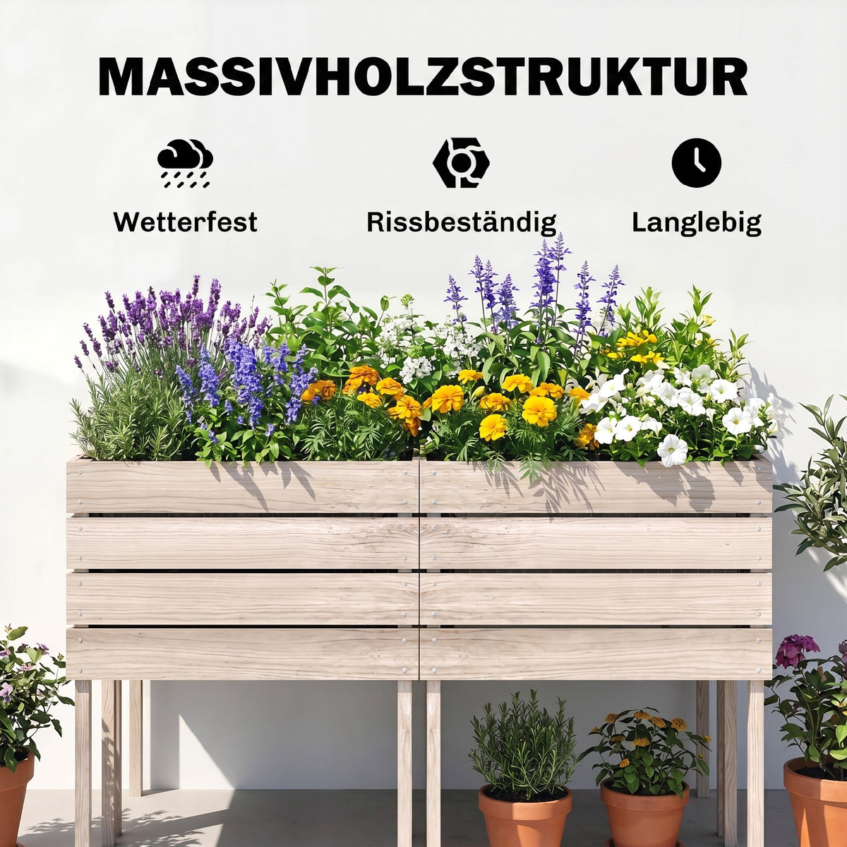 Jardinières sur Pieds carrés potagers - Lot de 4 jardinières sur Pied modulables - 50L x 30l x 60H cm-6