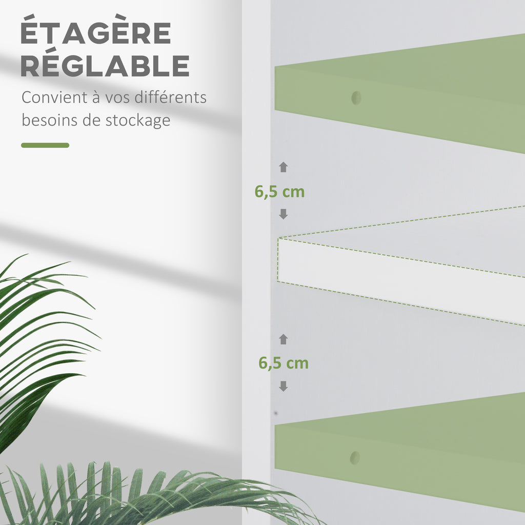 Bibliothèque étagère de rangement avec 2 compartiments et étagère réglable, 60 x 24 x 63 cm, blanc-3