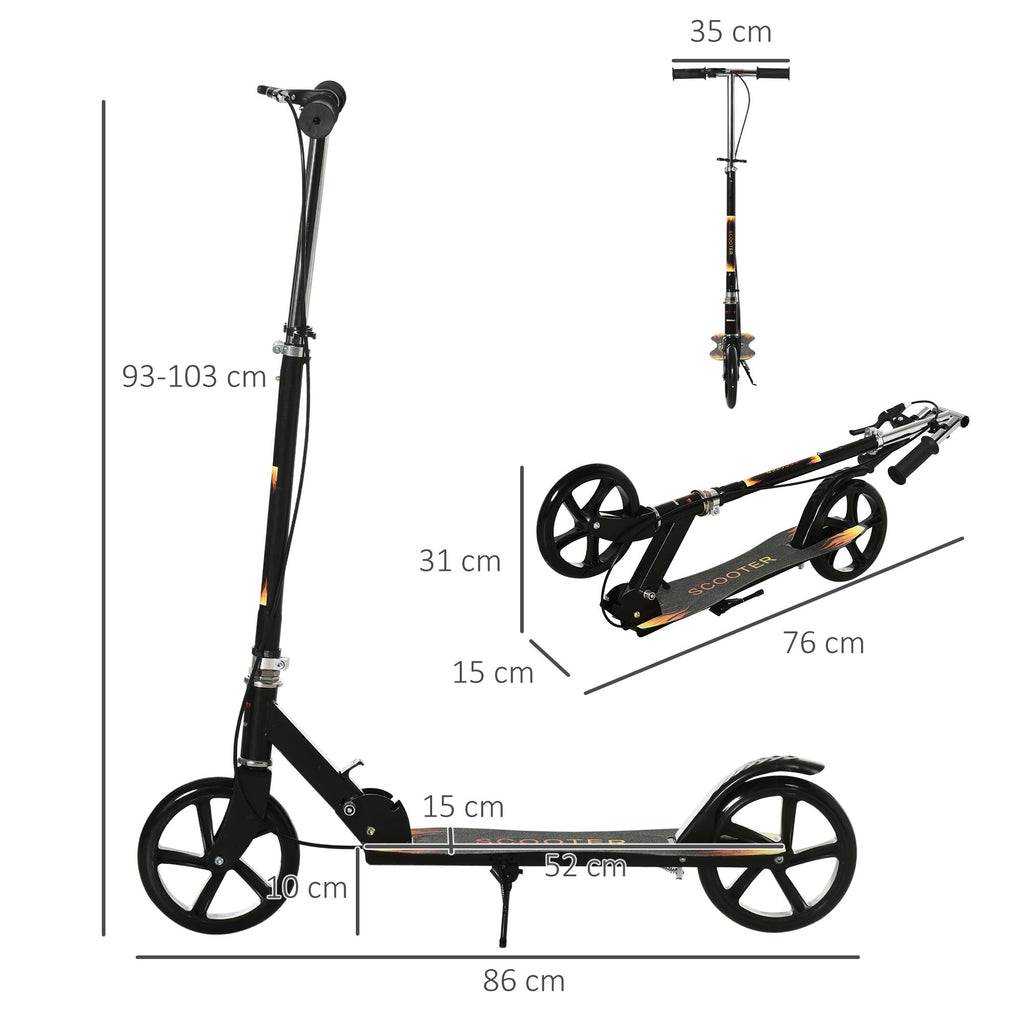 Trottinette pliable pour enfant avec guidon réglable en hauteur et double frein 86 x 35 x 93-103 cm noir-2