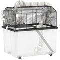 Cage pour hamster portable cage pour hamster avec rampe, gamelle, bouteille d'eau système de tuyaux 58 x 43 x 57 cm noir-0