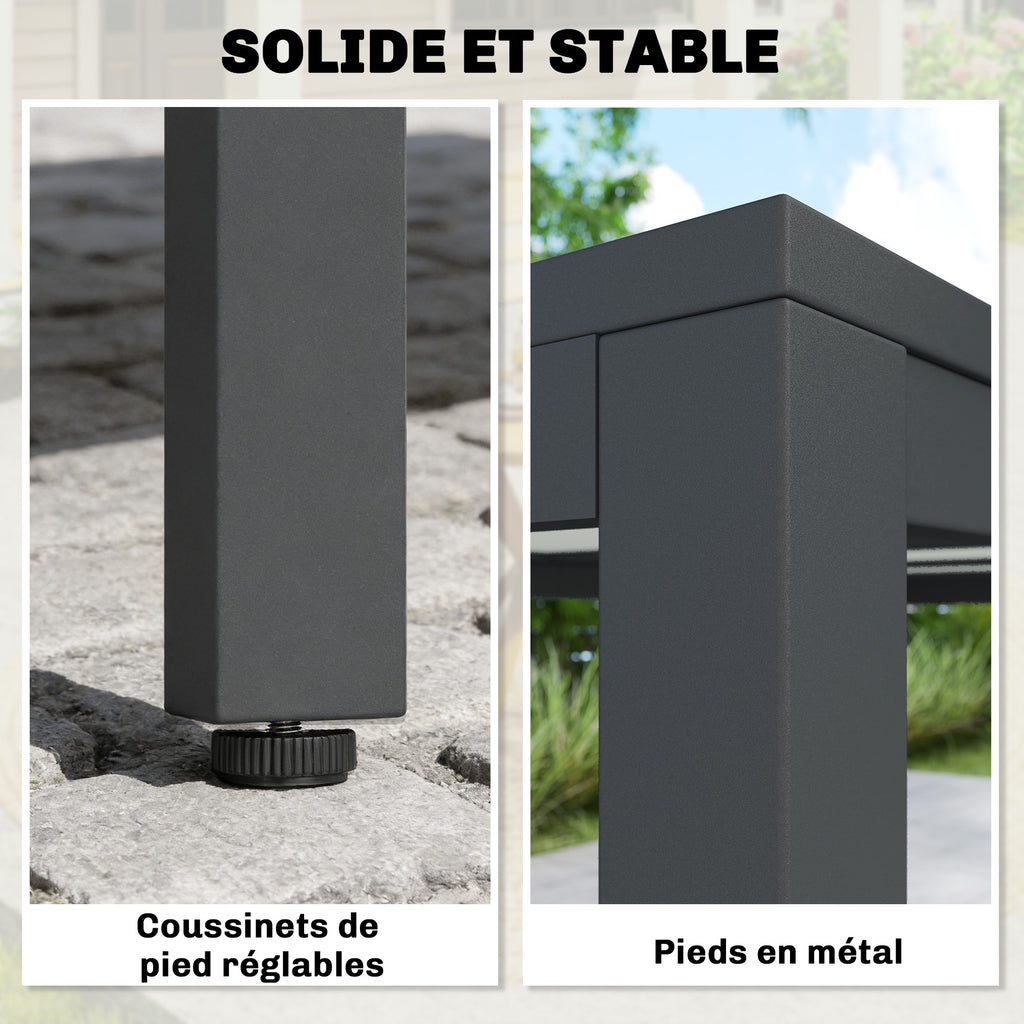Table de jardin pour 4 à 6 personnes, table à manger extérieure avec plateau à effet bois, 140 x 80 x 72 cm, gris foncé-5