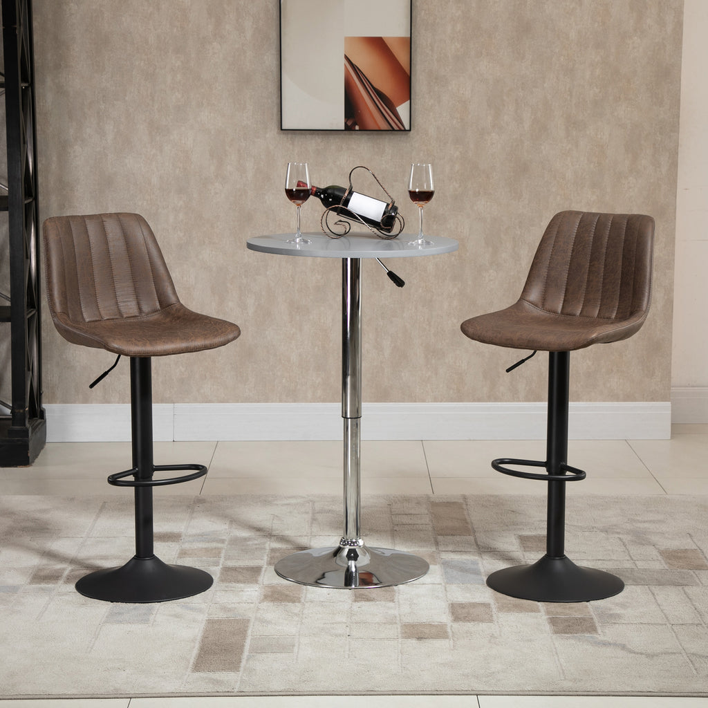 Lot de 2 tabourets de bar style vintage hauteur réglable pivotant avec repose-pied marron-9