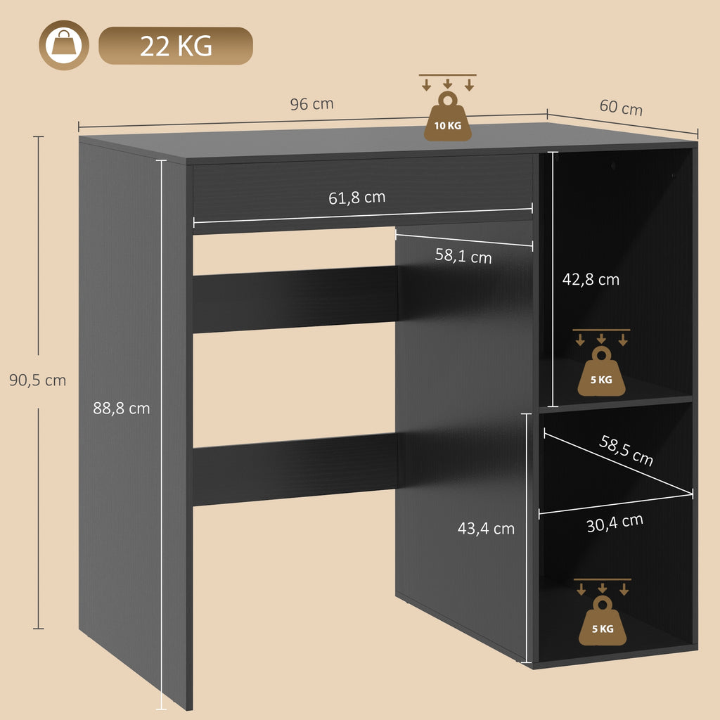 Meuble machine à laver, armoire machine a laver et sèche-linge avec 2 compartiments ouverts, 96 x 60 x 90,5 cm, noir-2