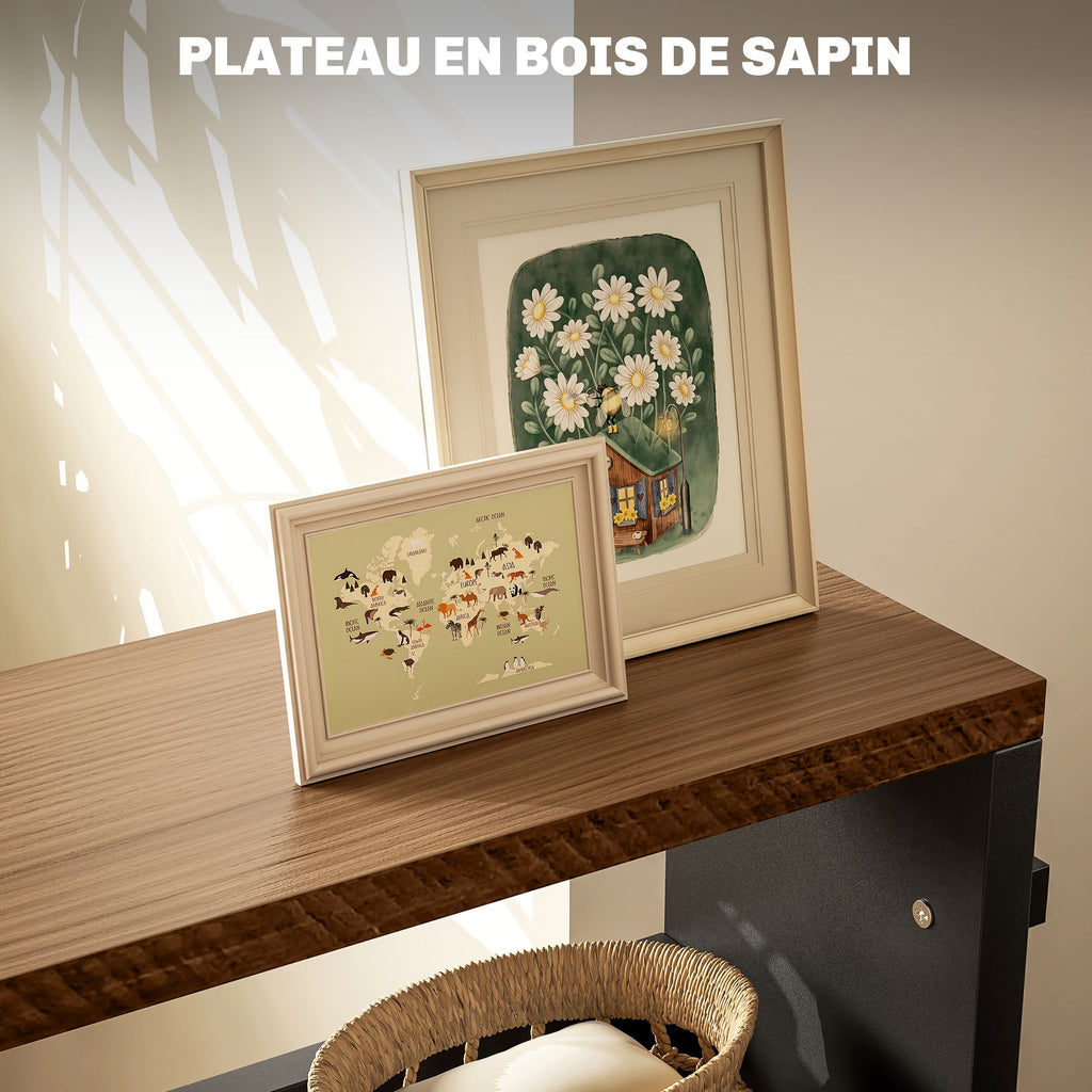 Chariot de rangement sur roulettes 3 niveaux de rangement et poignée, dim. 51,5l x 13P x 80H cm-5