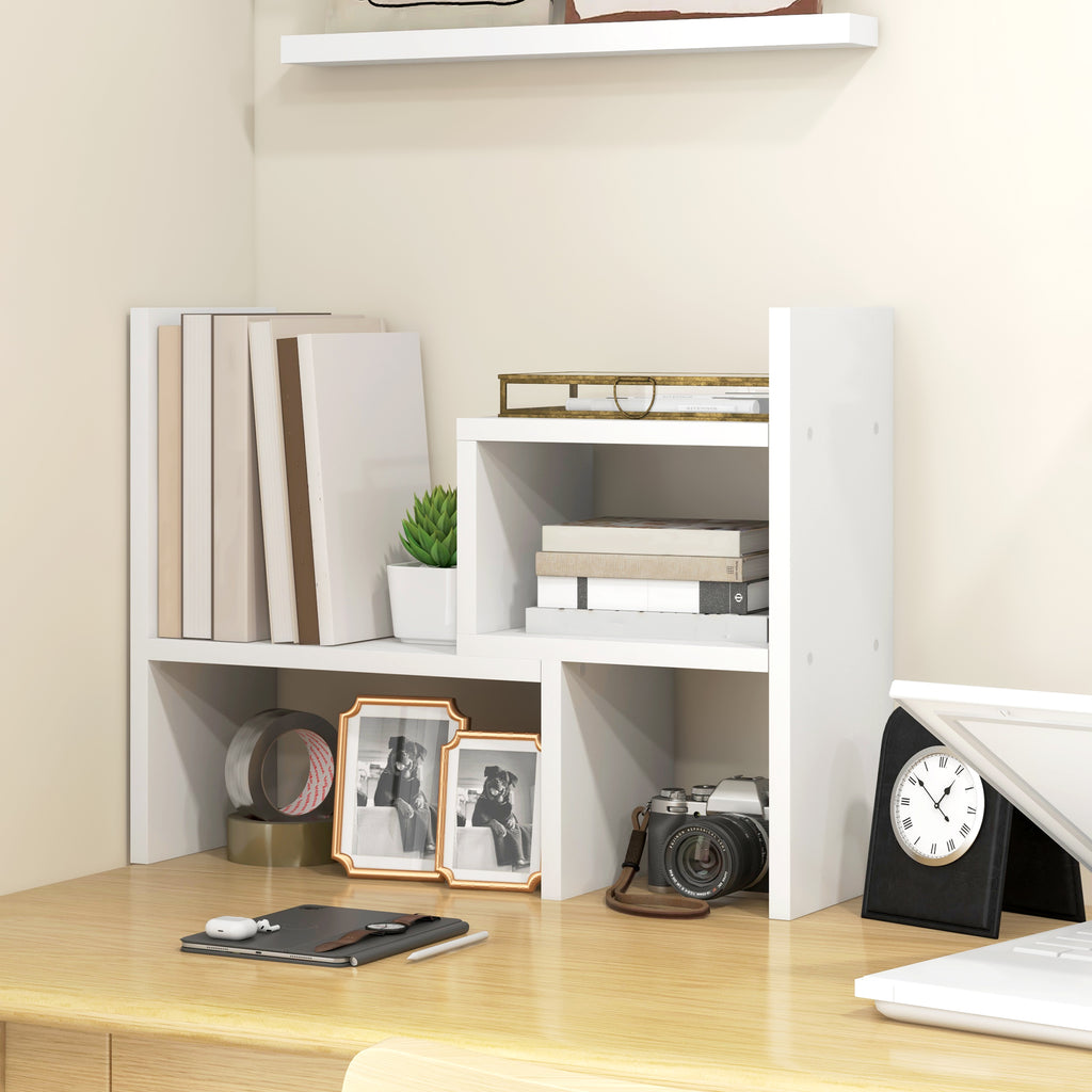 Étagère de bureau modulable, organisateur de bureau multifonctionnel, 2 pièces, MDF, blanc-1