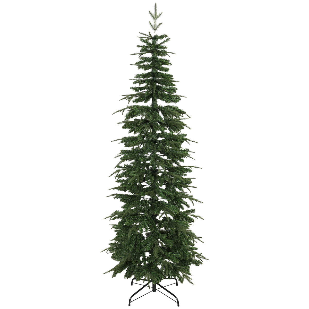 Sapin de Noël Artificiel 210 cm, Branches Articulées en PE et PVC Ignifuges, Support en Acier Pliable, Vert-0