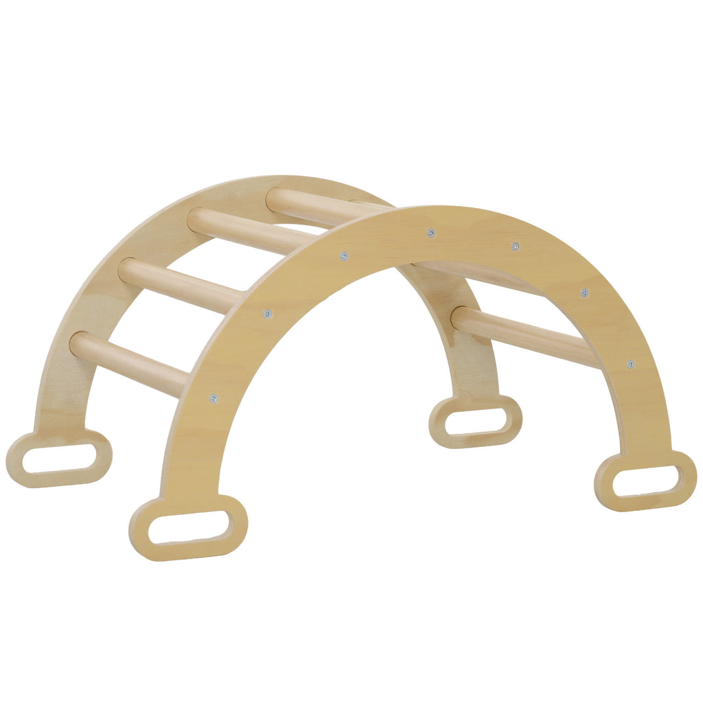 Arche escalade enfants bascule en bois d'intérieur pour garçons & filles, tout-petits de 18 à 48 mois, bois naturel-0