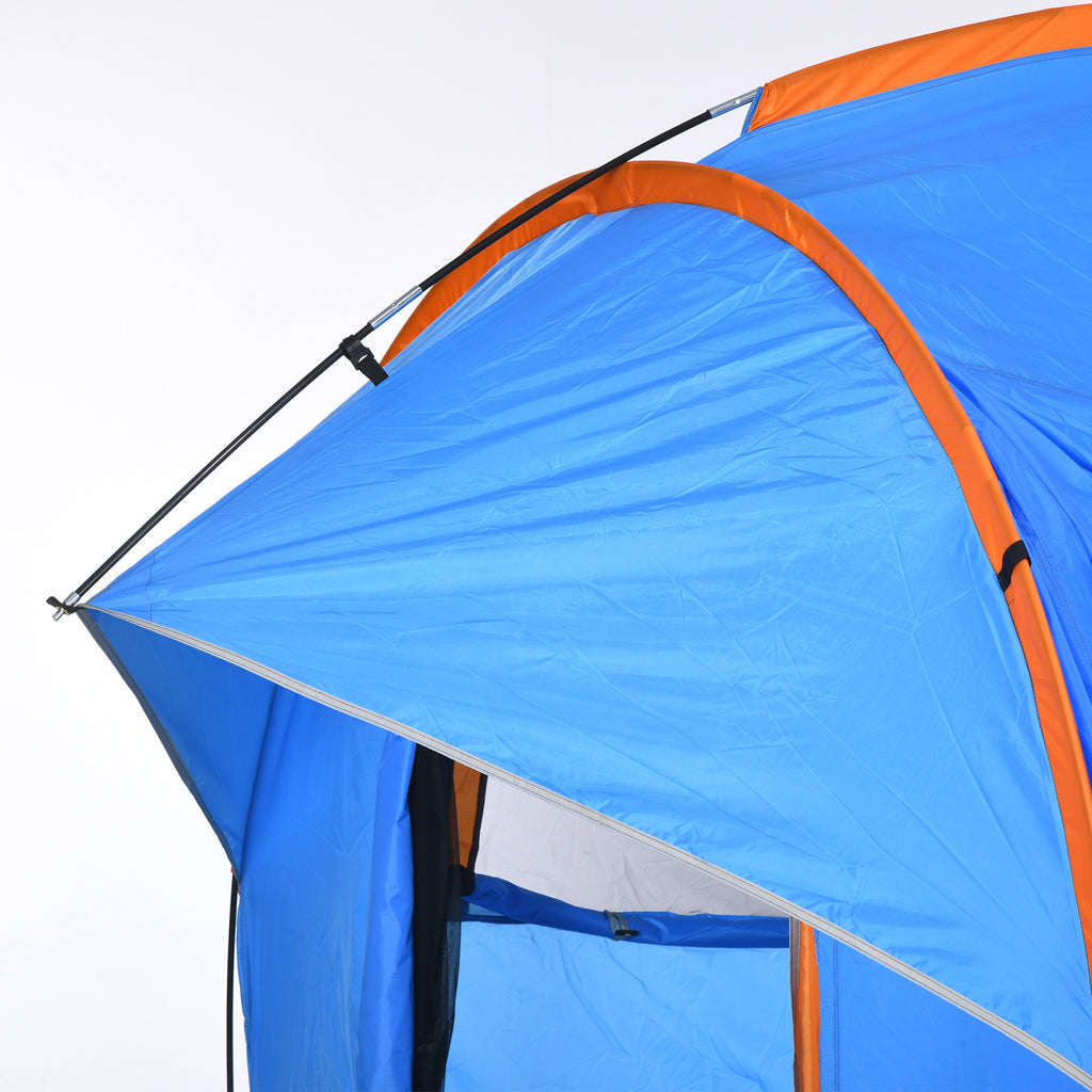 Tente de voiture pour SUV hayon 5-6 personnes avec 3 portes, fenêtre en maille, pour trekking, randonnée, bleu et orange-8