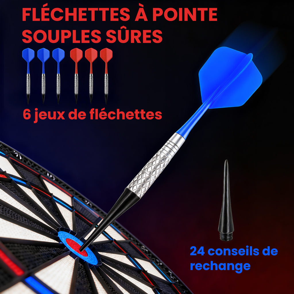 Jeu de fléchettes électronique avec embouts souples, doubles écrans LED, 33 jeux, 202 variations, jusqu'à 8 joueurs-5