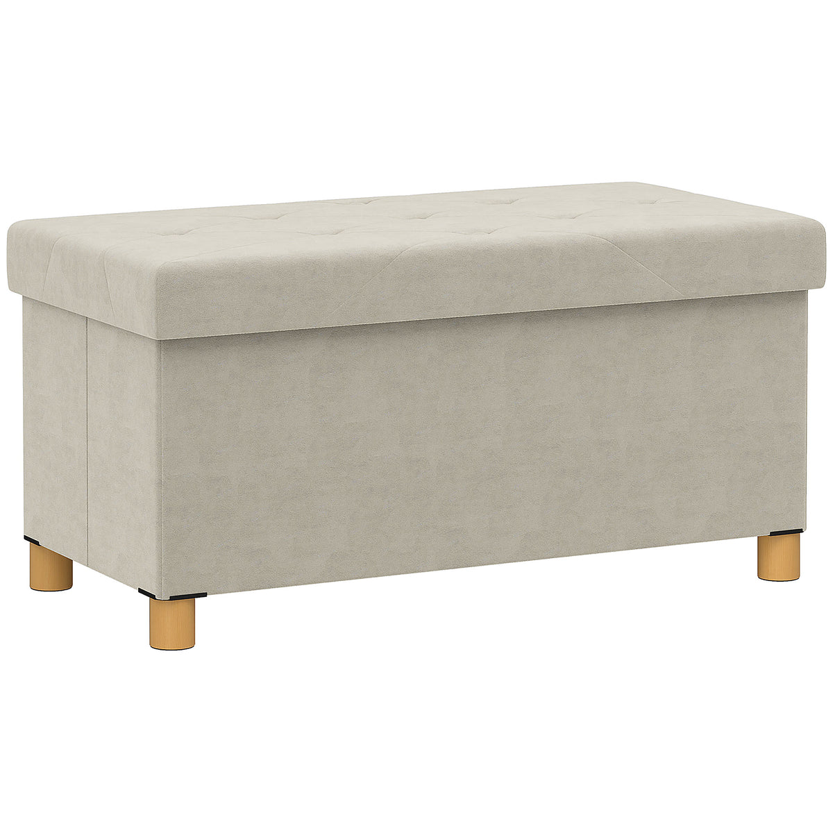 Banc de rangement bout de lit pliable volume 67 L capacité de charge 120 kg avec couvercle 76L x 38l x 38H cm crème-0