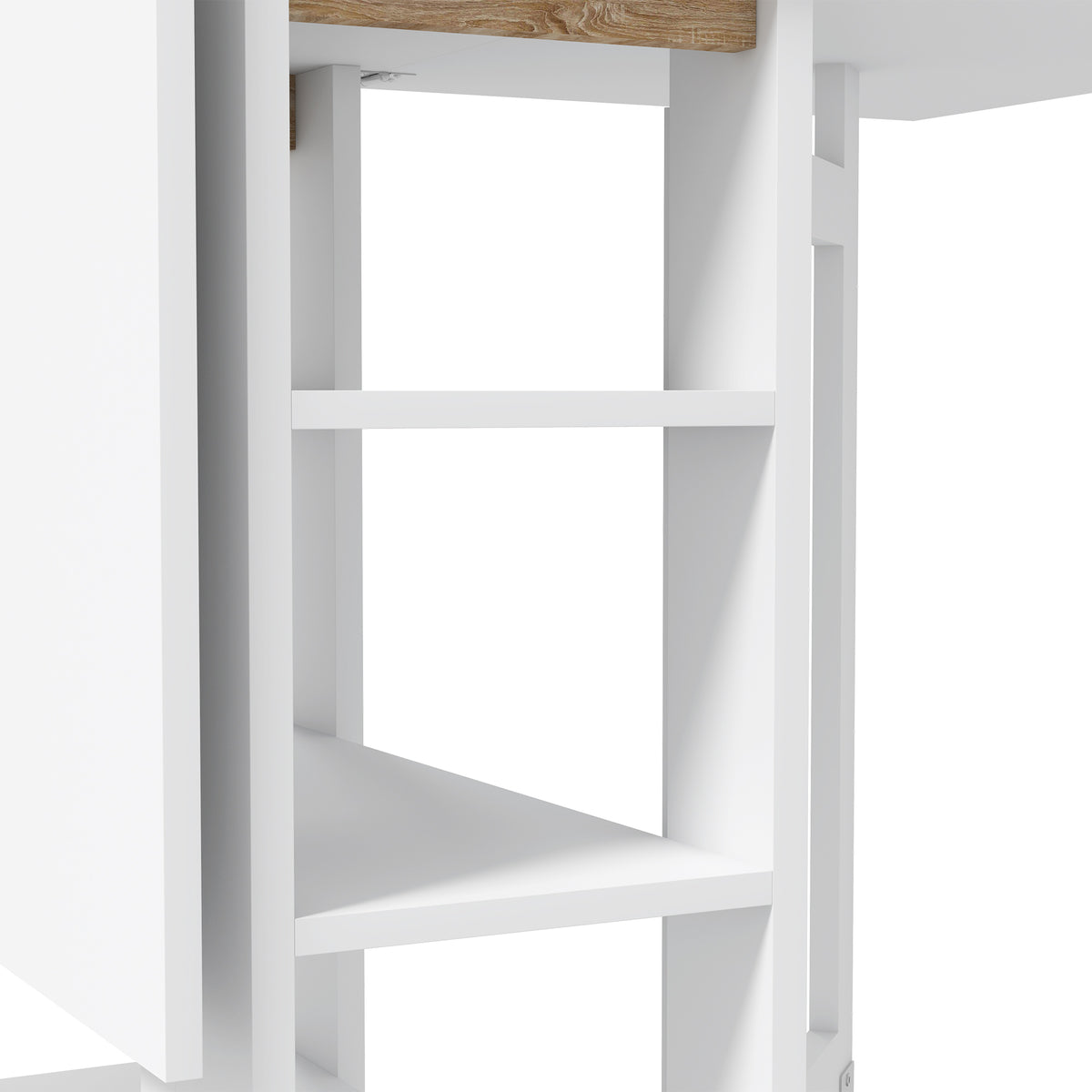 Table à Manger Pliante sur Roulettes, Table de Cuisine pour 2 à 4 Personnes avec Étagères de Rangement, Blanc-8