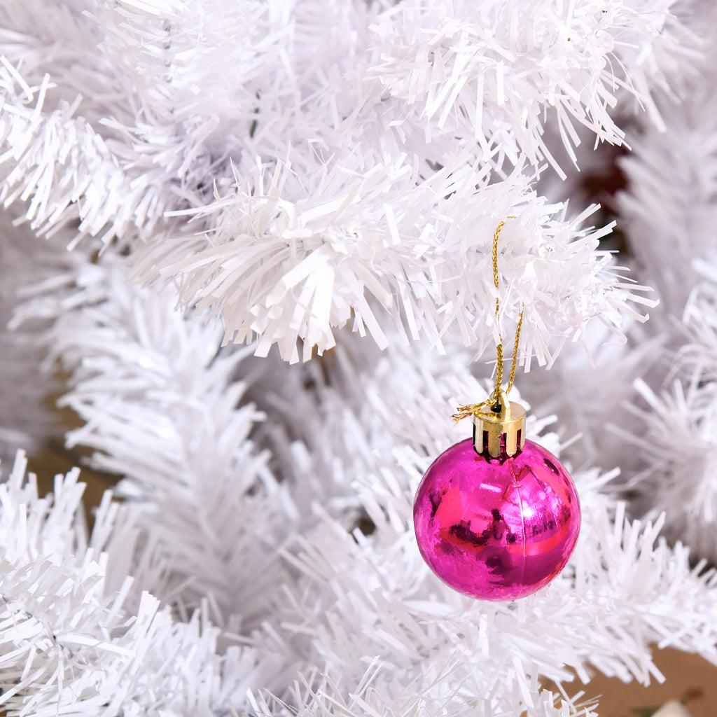 Sapin Arbre de Noël Artificiel Blanc 150 cm 680 Branches avec Nombreux Accessoires variés-7