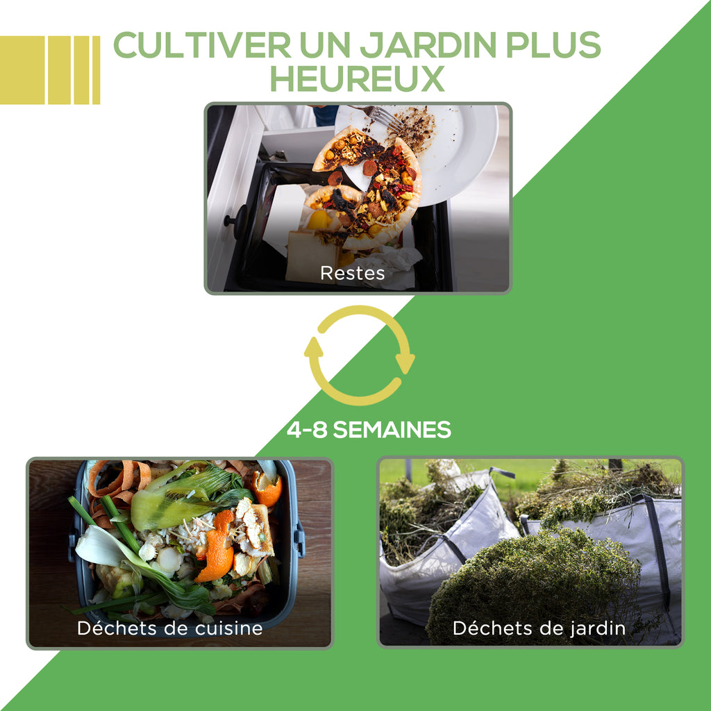 Composteur de jardin 300L bac composteur pour jardin en polypropylène 48 aérations 60,5 x 60,5 x 81,5 cm noir-7