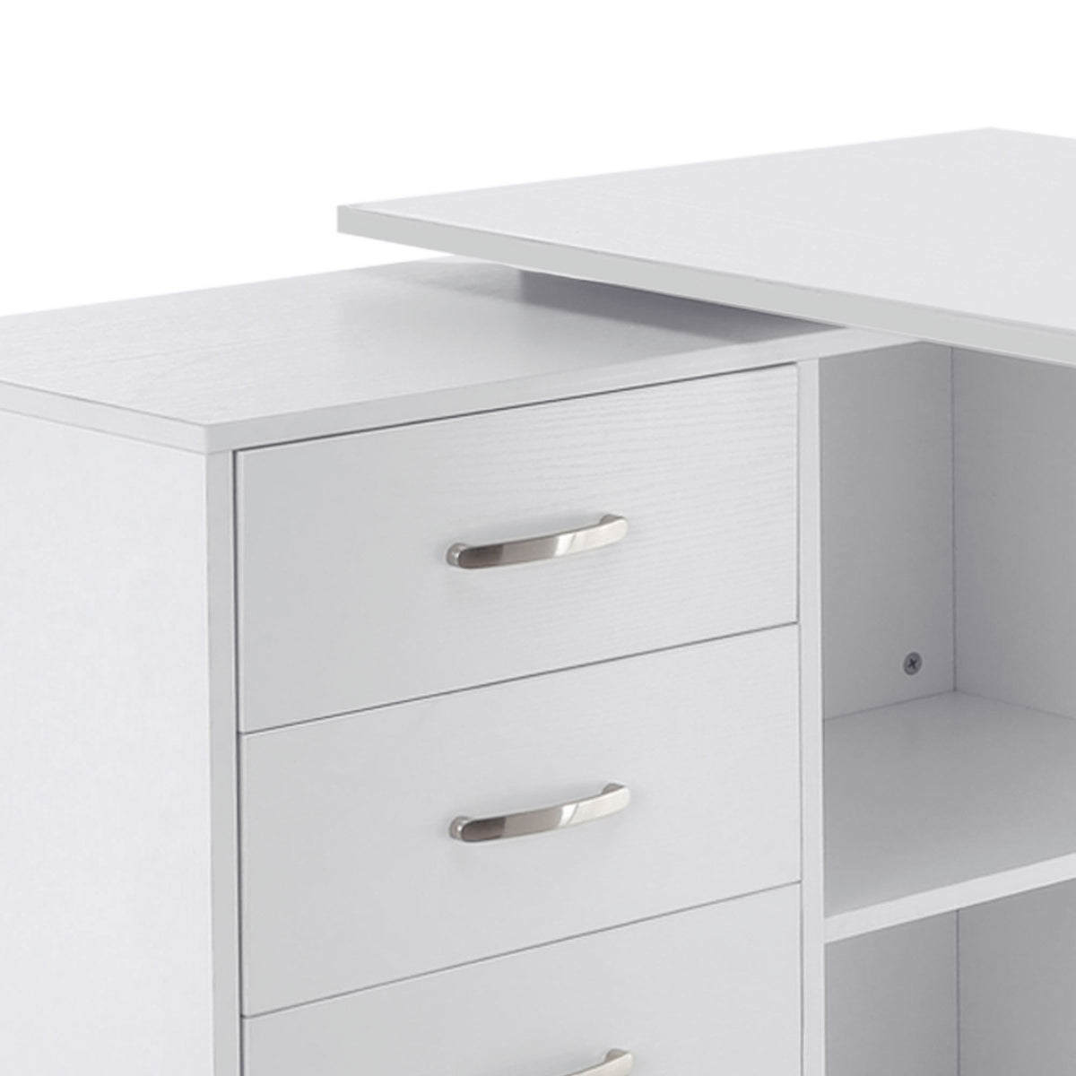 Bureau d'angle bureau droit modulable table de salle à manger 2 en 1 bureau informatique tiroirs x 3 + 2 niches-8