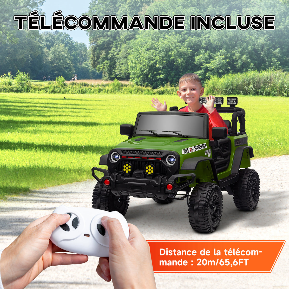 Buggy 4x4 voiture électrique enfant UTV avec télécommande 2.4Ghz 2 moteurs 12 V vert-6