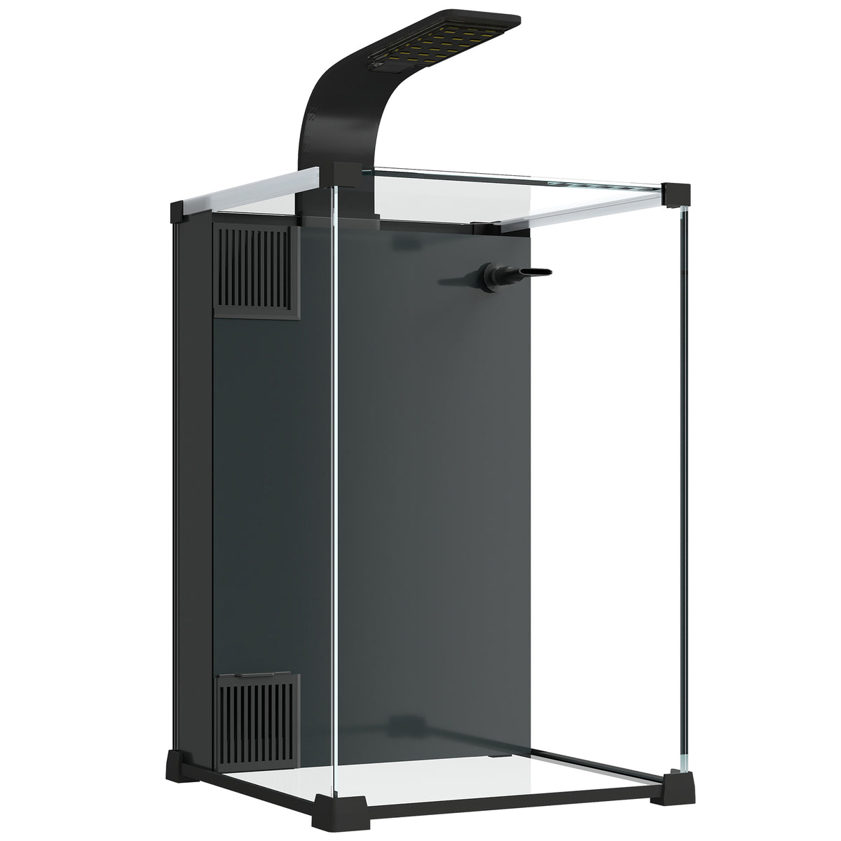Aquarium en Verre Trempé Nano Aquarium avec Filtre Intégré Pompe 5W et Éclairage LED 30x30x45cm Noir-0