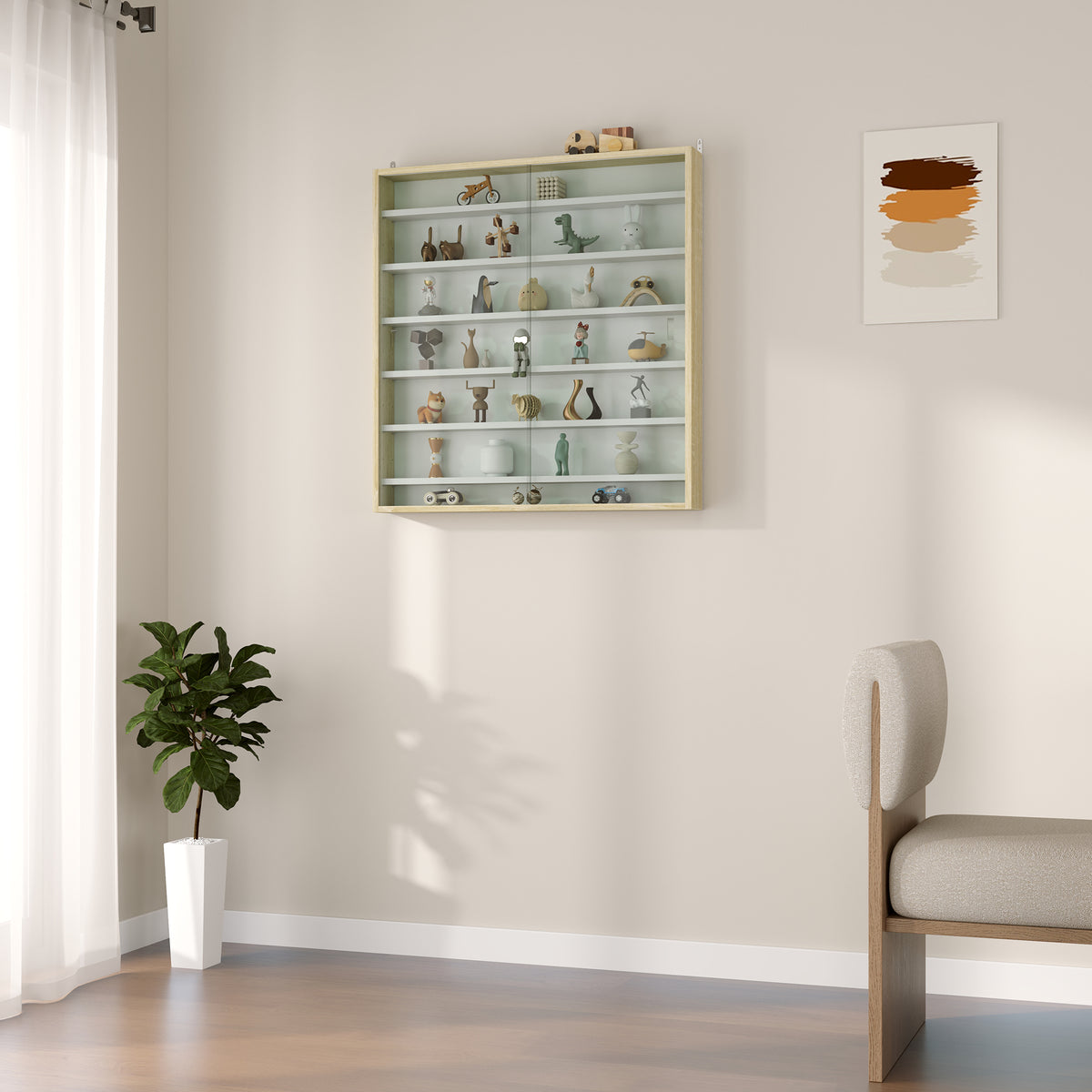 Vitrine pour collection vitrine murale 80 x 9,5 x 83 cm 6 étagères réglables en hauteur 2 portes coulissantes en verre-7