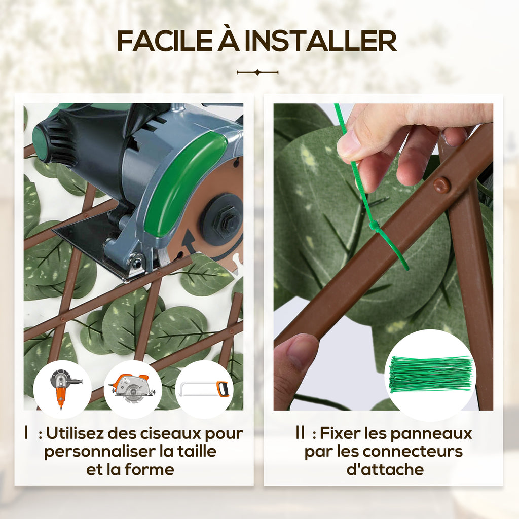 Lot de 2 haies artificielles Treillis Extensible - Brise-Vue végétale Feuillage réaliste, 2 x 1 m-6