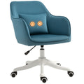 Chaise de bureau velours fauteuil bureau massant coussin lombaire intégré hauteur réglable pivotante 360° bleu-0