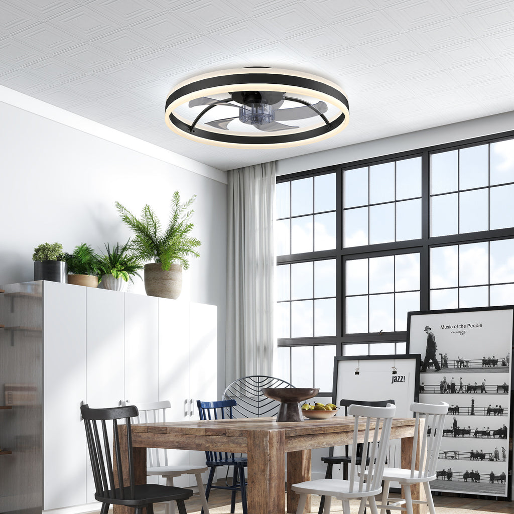 Ventilateur de plafond avec lumière et télécommande, plafonnier ventilateur 50 cm avec 6 vitesses, noir-8