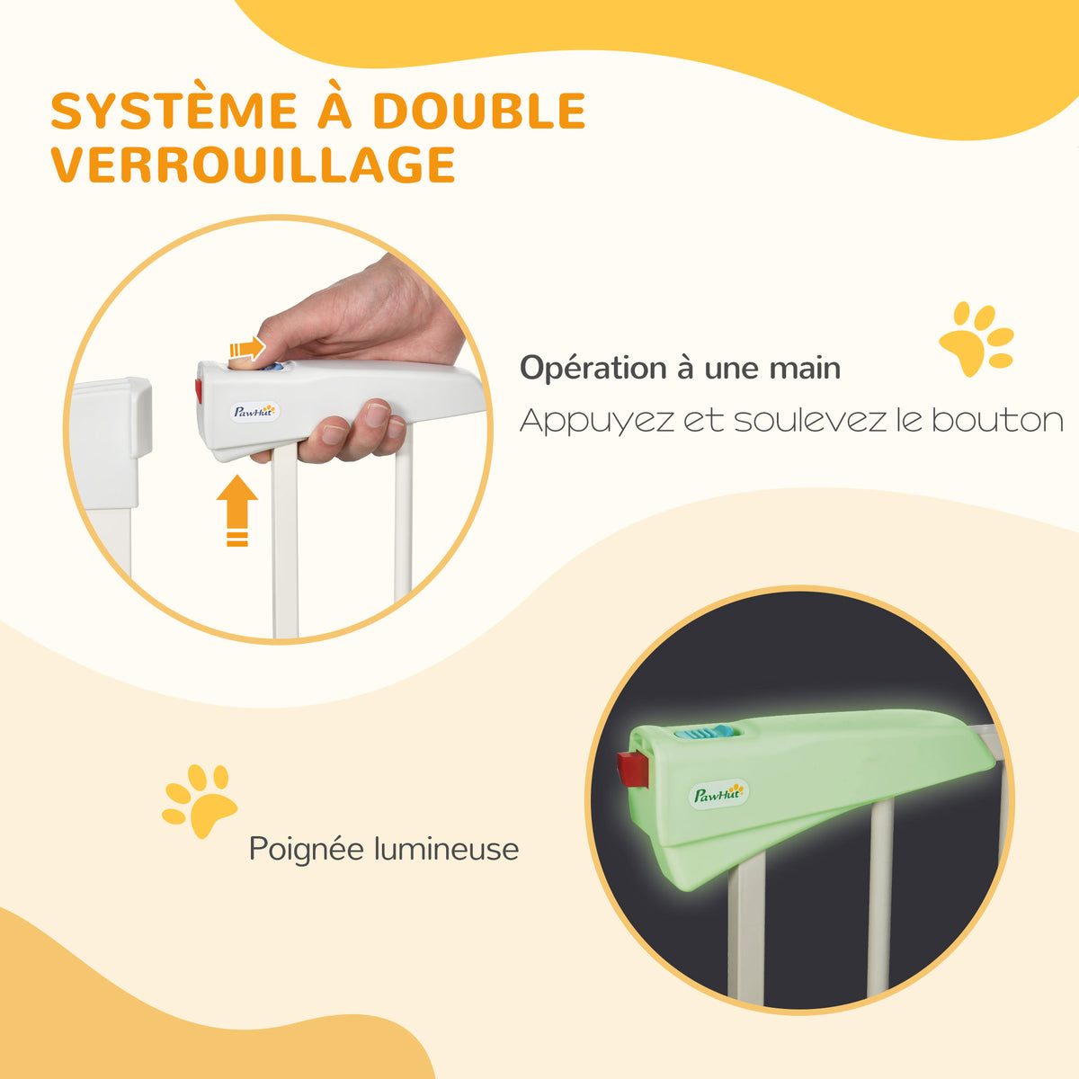 Barrière de sécurité pour chien animaux sans perçage avec fermeture automatique largeur 76-103 cm blanc-4
