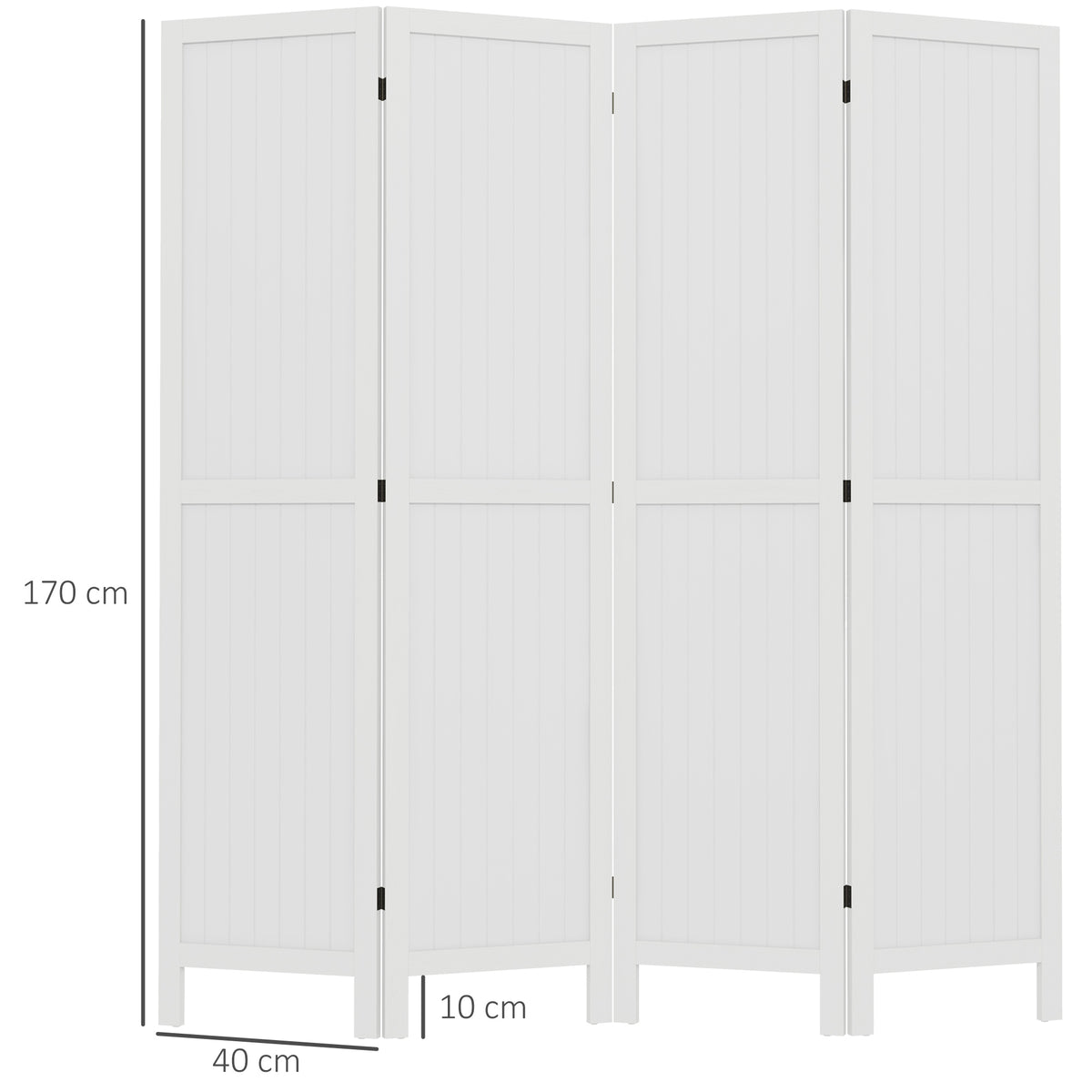 Paravent en bois séparateur de pièce closion intérieur pliable 4 panneaux en bois 160 x 170 cm blanc-2
