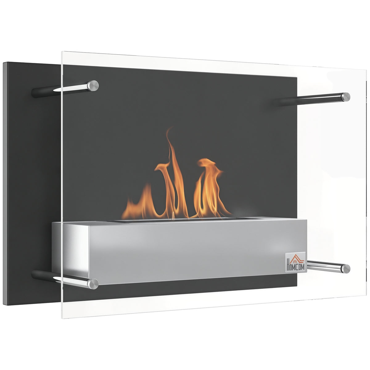 Cheminée bioéthanol Murale encastrable brûleur 0,9 L, environ 3 h de durée de combustion 60L x 22l x 40H cm noir-0