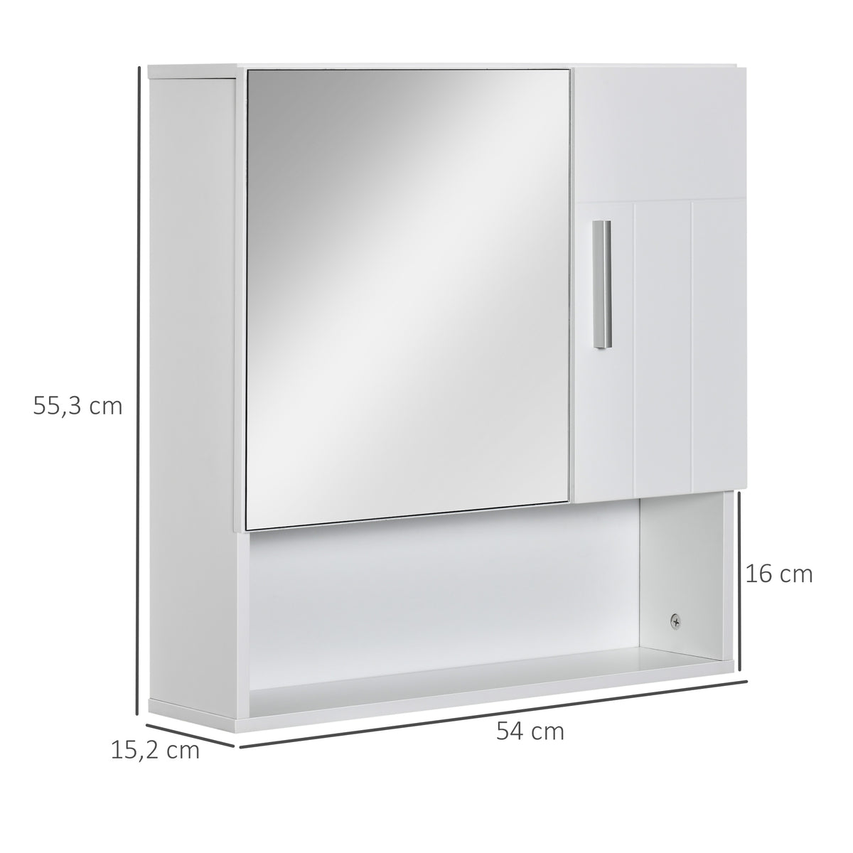 Armoire murale miroir de salle de bain avec portes et étagère réglable - dim. 54L x 15,2l x 55,3H cm blanc-2