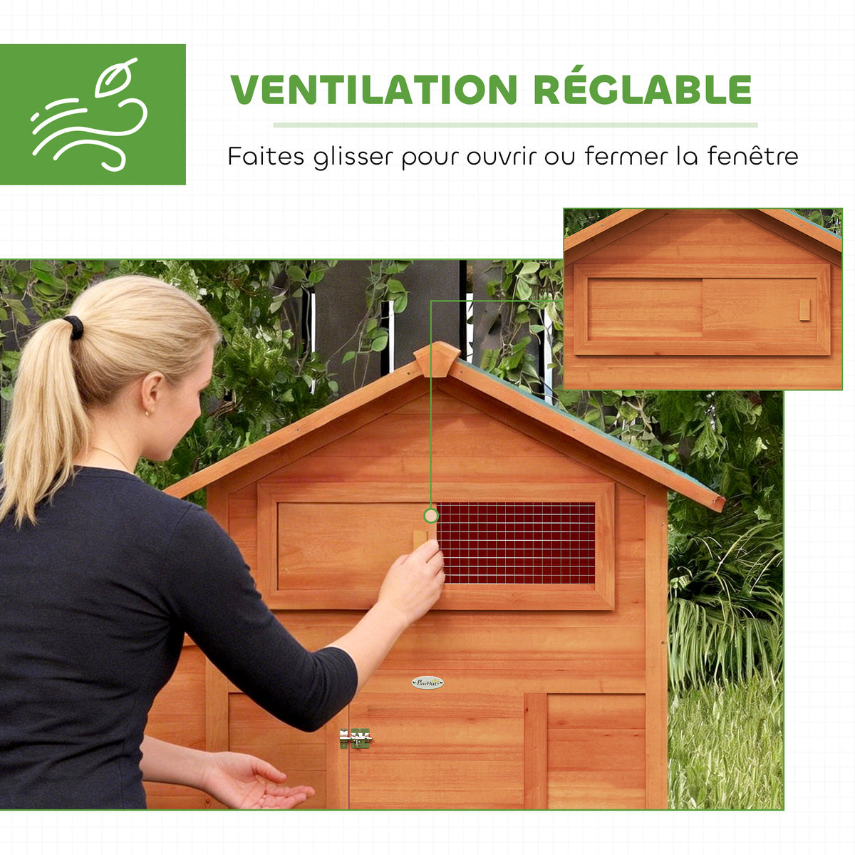 Poulailler avec Pondoir et Perchoir Toit en Bitume Étanche et Fenêtre de Ventilation Bois 113,5x67,5x95,5cm Orange-4