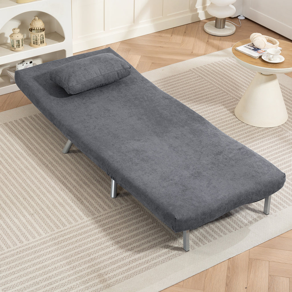 Fauteuil convertible 1 place, fauteuil-lit clic-clac 3 en 1 avec dossier réglable, oreiller, assise large, gris foncé-7