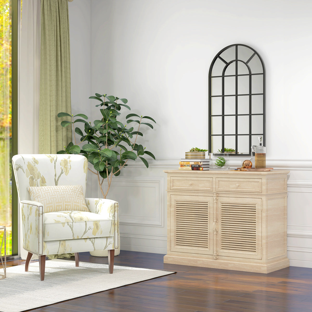 Miroir verrière arche style industriel fenêtre arcade métal 110 x 65 cm noir-8