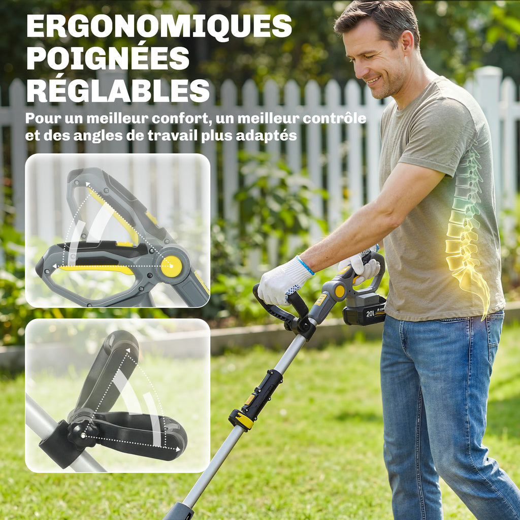 Motobineuse sans Fil Motoculteur Électrique 18V 355W avec 2 Batteries 4,0Ah Léger et Anti-mal de Dos, Largeur 20cm Gris-7