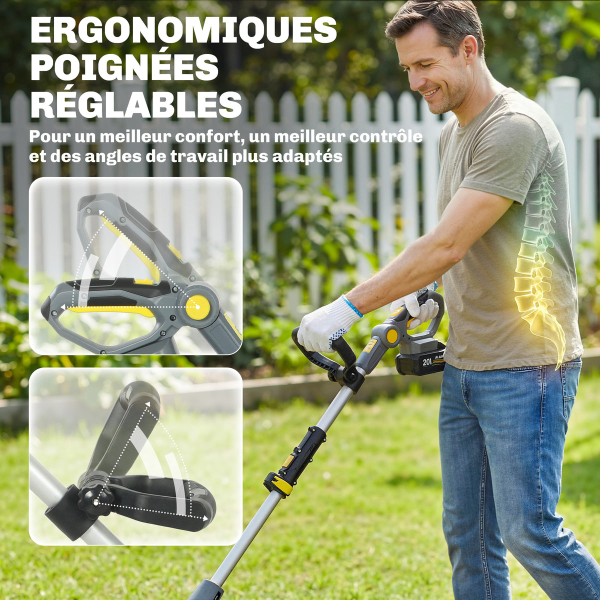 Motobineuse sans Fil Motoculteur Électrique 18V 355W avec 2 Batteries 4,0Ah Léger et Anti-mal de Dos, Largeur 20cm Gris-7