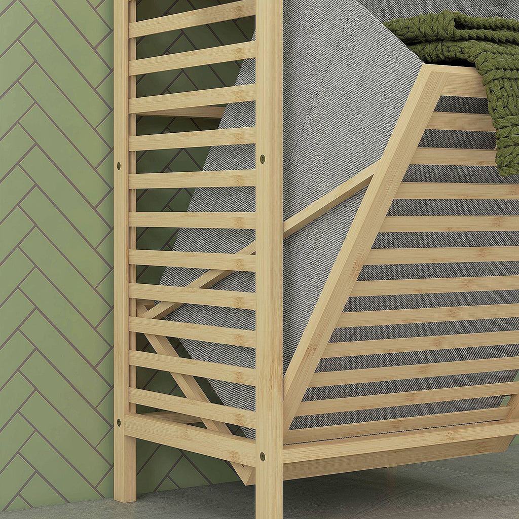 Etagère de rangement pour salle de bain en bambou avec 3 étagères et 1 panier à linge amovible 44L x 33l x 160H cm-8