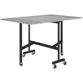 Table à Manger Pliante sur Roulettes pour 4-6 Personnes 120 cm, Roues avec Freins, 2 Abattants, Style Industriel, Gris-0