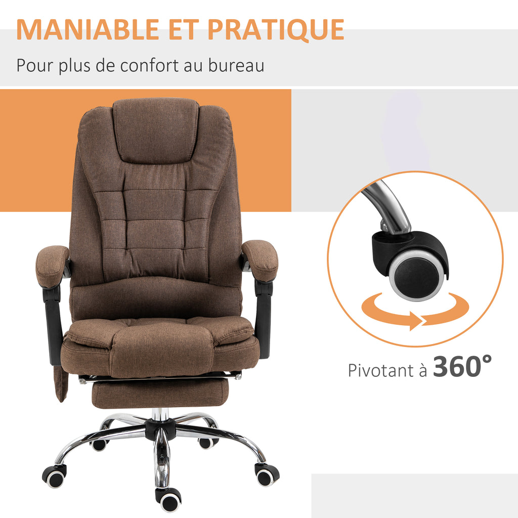 Fauteuil de bureau direction massant chauffant hauteur réglable dossier inclinable repose-pied + coussin lombaires-6