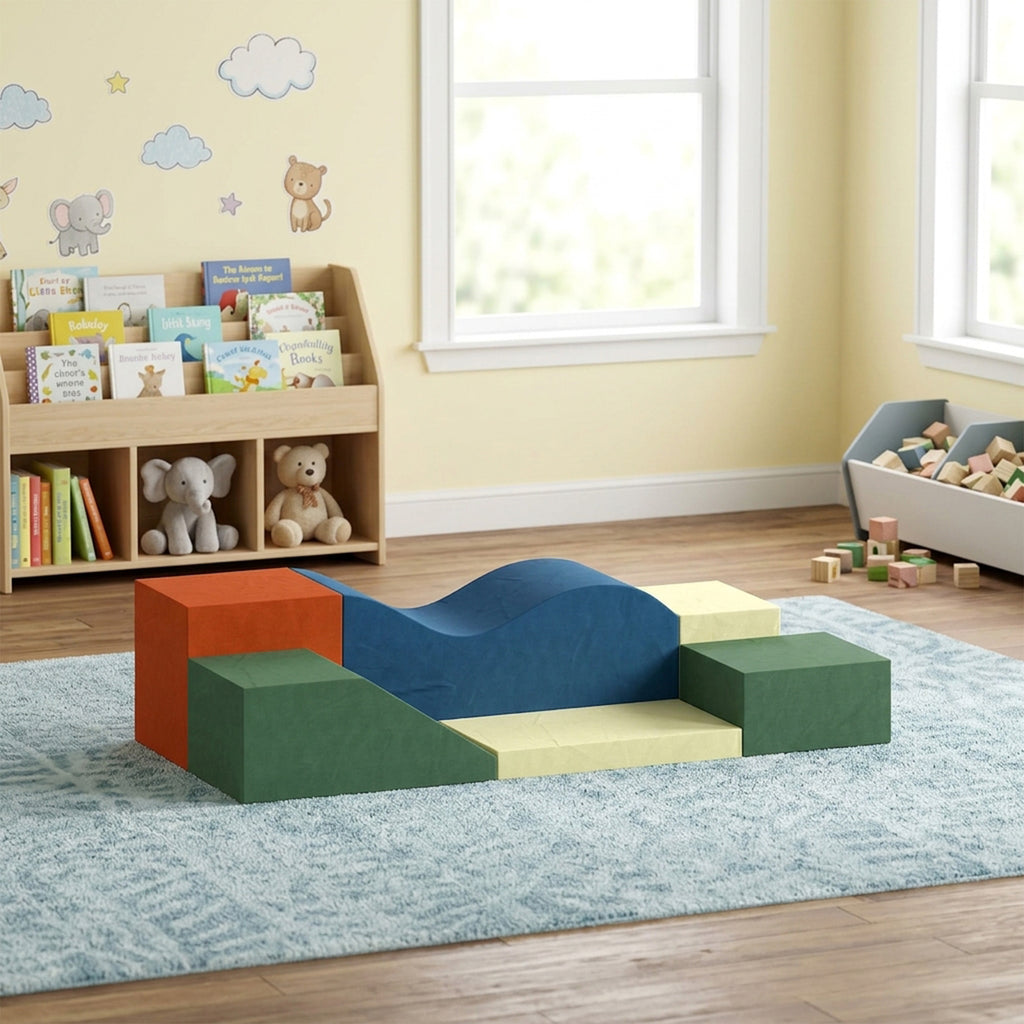 Parcours Motricité Bébé 6PCS, Module Motricité Bébé en Mousse, Housse en Velours, Base Antidérapante, Multicolore-1