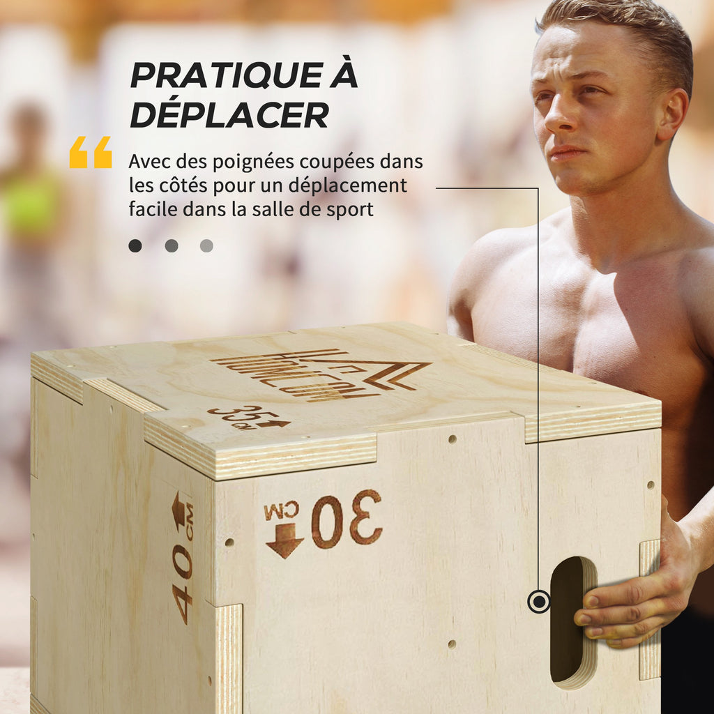 Box jump pliométrie appareil boîte à saut musculation fitness entraînement croisé plyobox pour box training 40,5/35,5/30,5 cm-4