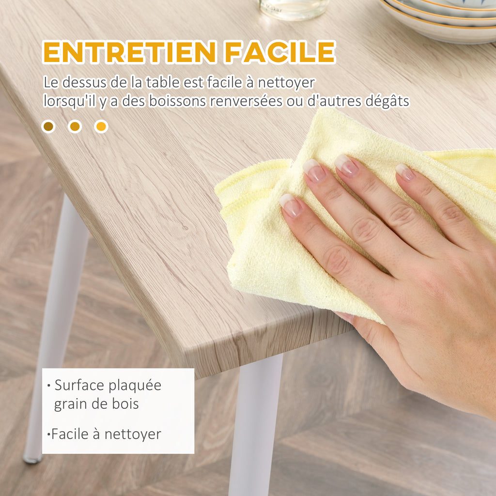Ensemble table à manger carrée 3 pièces avec 2 chaises cuisine salle à manger plateau MDF châssis métal blanc-4