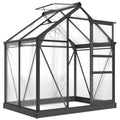 Serre de jardin polycarbonate 190 x 132 x 201 cm résistant aux UV 30+ fondation renforcé gouttière gris-0
