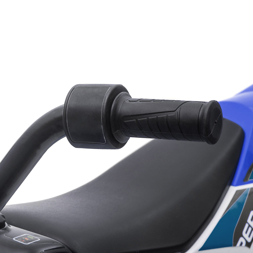 Moto Cross électrique Enfant 3 à 6 Ans 12 V 3-8 Km/h avec roulettes latérales Amovibles dim. 106,5L x 51,5l x 68H cm Bleu-8