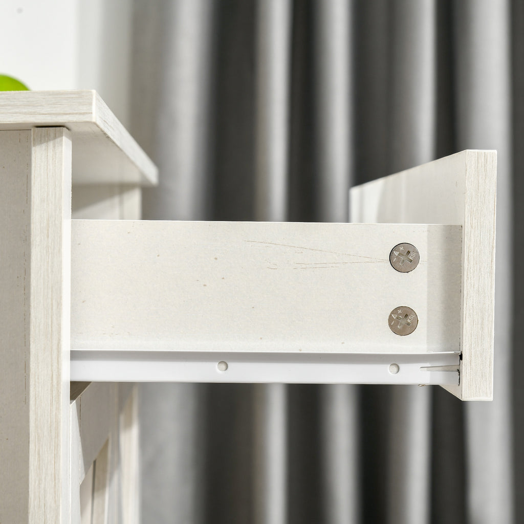 Buffet salon, meuble de rangement avec tiroir, 2 portes de grange et étagère réglable, 80 x 39,7 x 80 cm, blanc-7