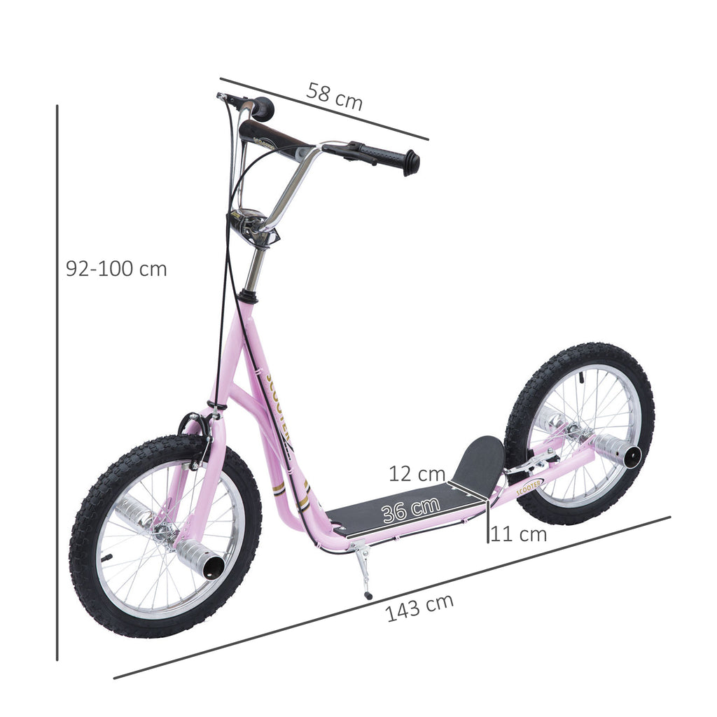 Trottinette patinette Grandes Roues pneumatiques Ø 41 cm avec pegs Rose-2